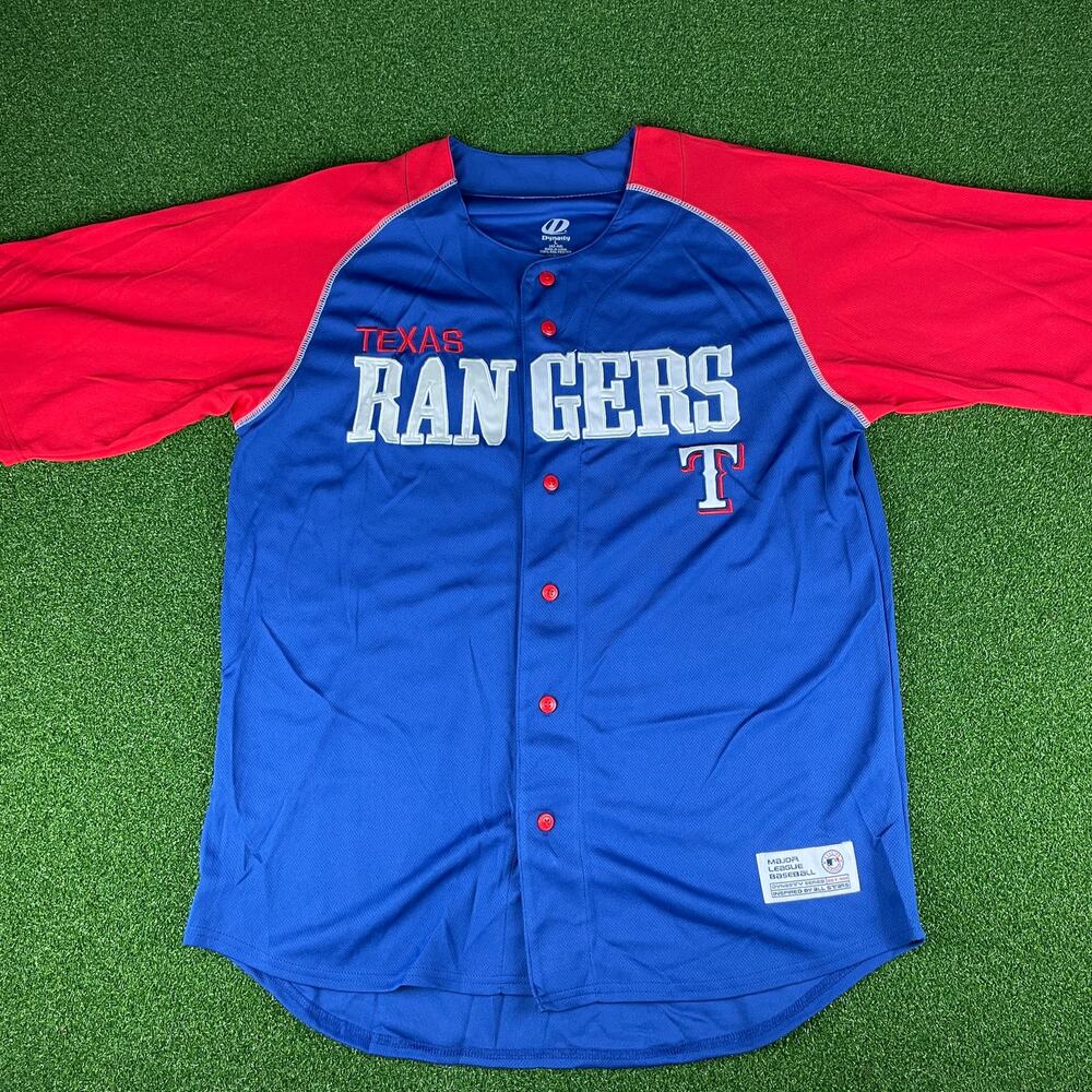 Vintage Y2K Texas Rangers Embroidered Dynasty Button Up Baseball Jersey Sz L